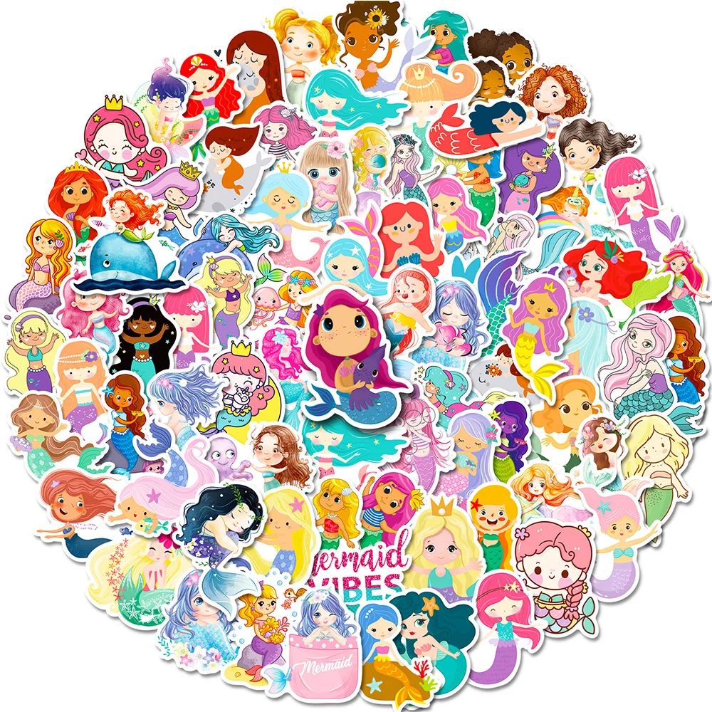 

10/30/50/100pcs Disney Kawaii Mermaid Cartoon Stickers Decals Laptop Notebook Phone Diary Fridge Graffiti Sticker for Kids Toy