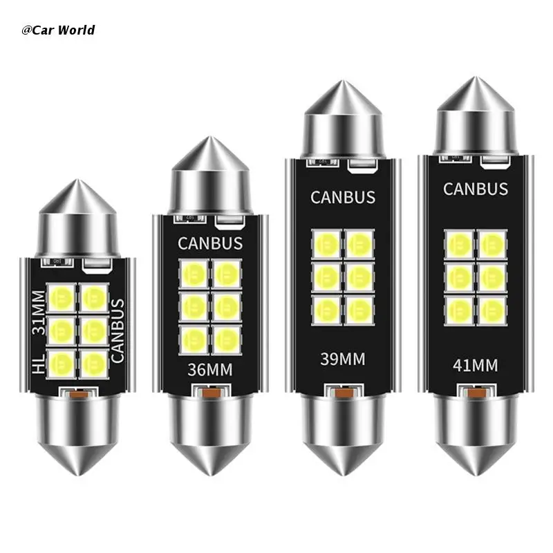 

6XDB 4Pcs 6SMD 31/36/39/41mm LED Bulb Super Bright Car Dome Light Reading Lamp