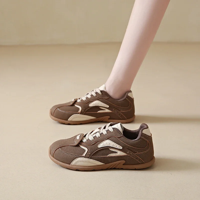 Женские модные туфли на плоской подошве замшевые удобные повседневные низкие