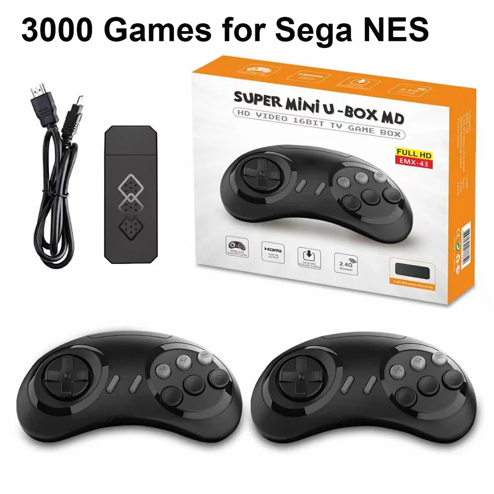 

Видеоигра для Sega Genesis, 16 бит, Игровая приставка с HD выходом, 3000 игр, ретро консоль, двойные беспроводные геймпады, игровые консоли для NES