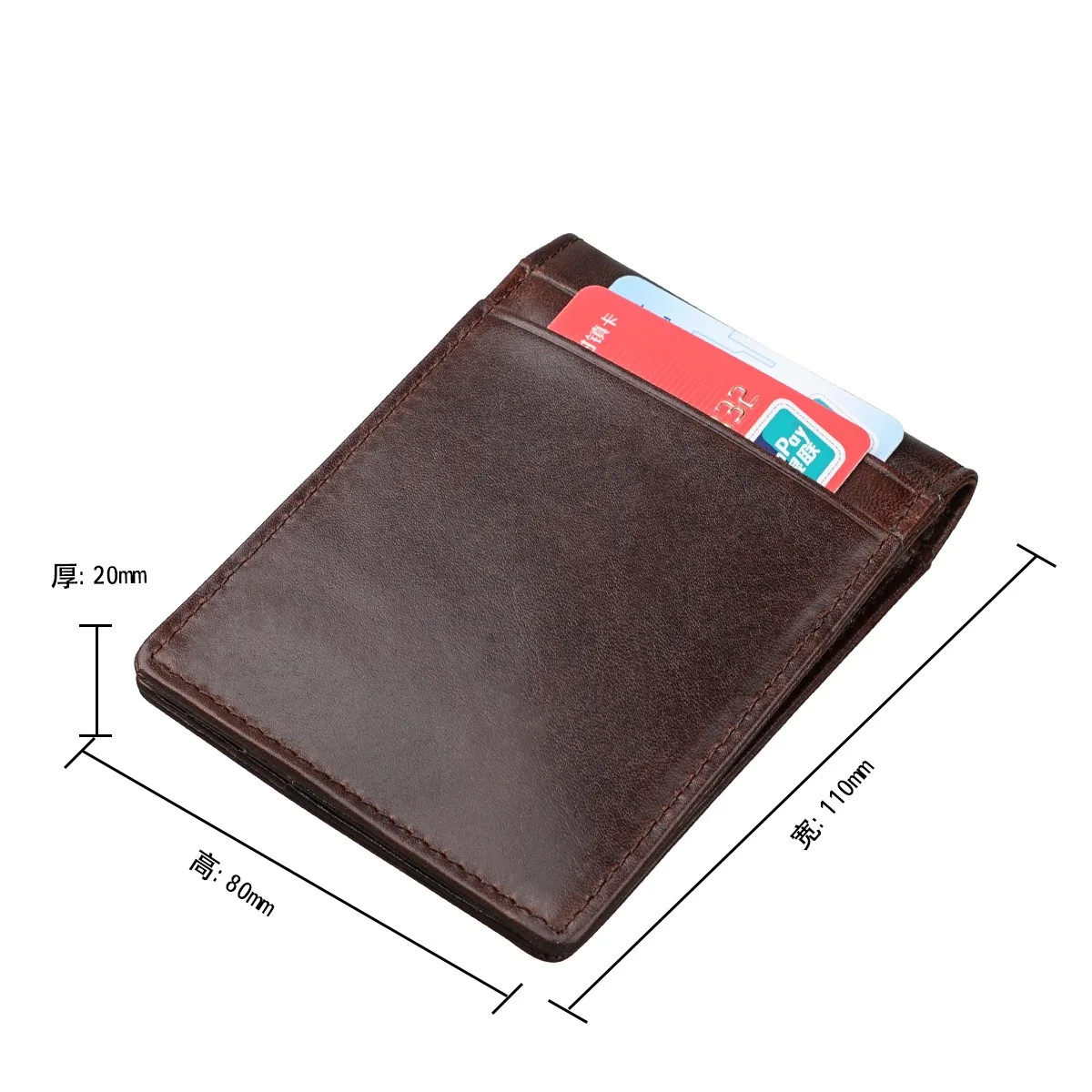 Тонкий кошелек из натуральной кожи для мужчин и женщин двойной бумажник с