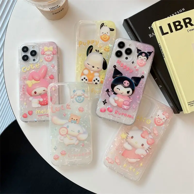 

Sanrio Hello Kitty Kuromi Cinnamoroll роскошный чехол с рисунком для телефона IPhone 14 13 12 11 Pro Max 14 Pro задняя крышка Y2k девушка