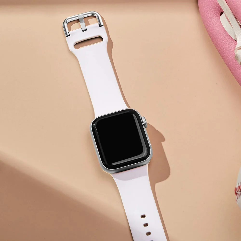 Ремешок силиконовый для Apple Watch Band 44 мм 40 38 42 браслет наручных часов Correa Iwatch Series 7 6 Se