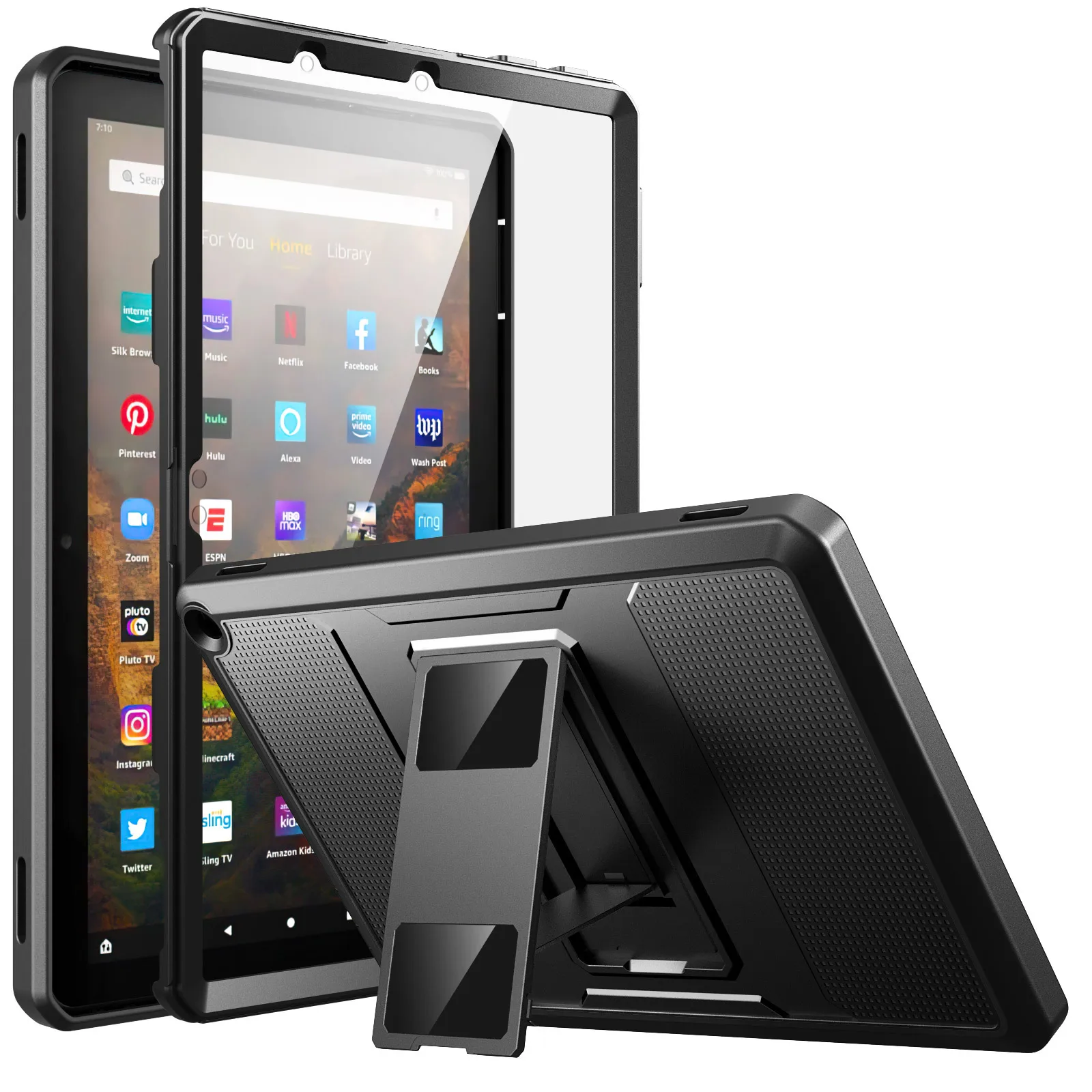 

Чехол для планшета Kindle Fire HD 10 и 10 Plus, 11 поколение, 2021, 10,1 дюйма, полноразмерный Прочный чехол с подставкой для просмотра в режиме «свободные руки», задняя крышка