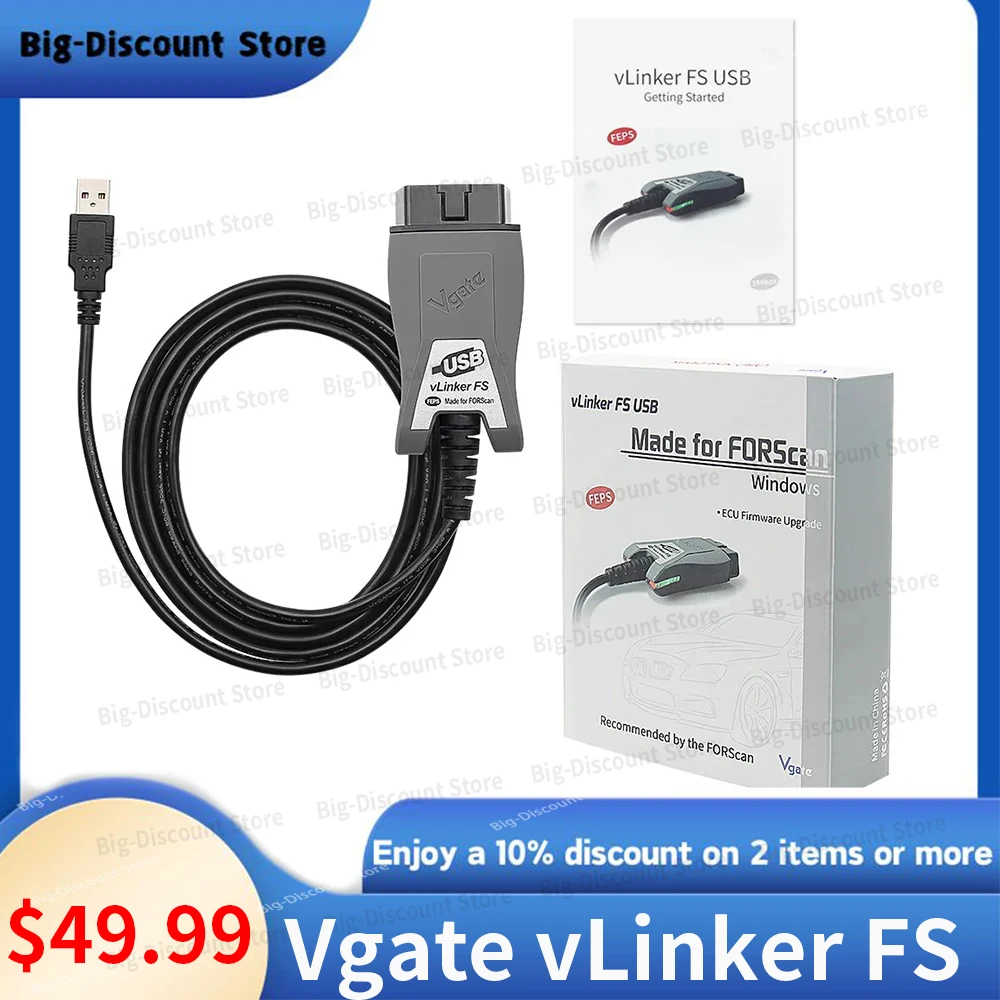 Автомобильный диагностический сканер Vgate vLinker FS OBD2 для автомобиля Ford ELM327 Mazda ELM 327
