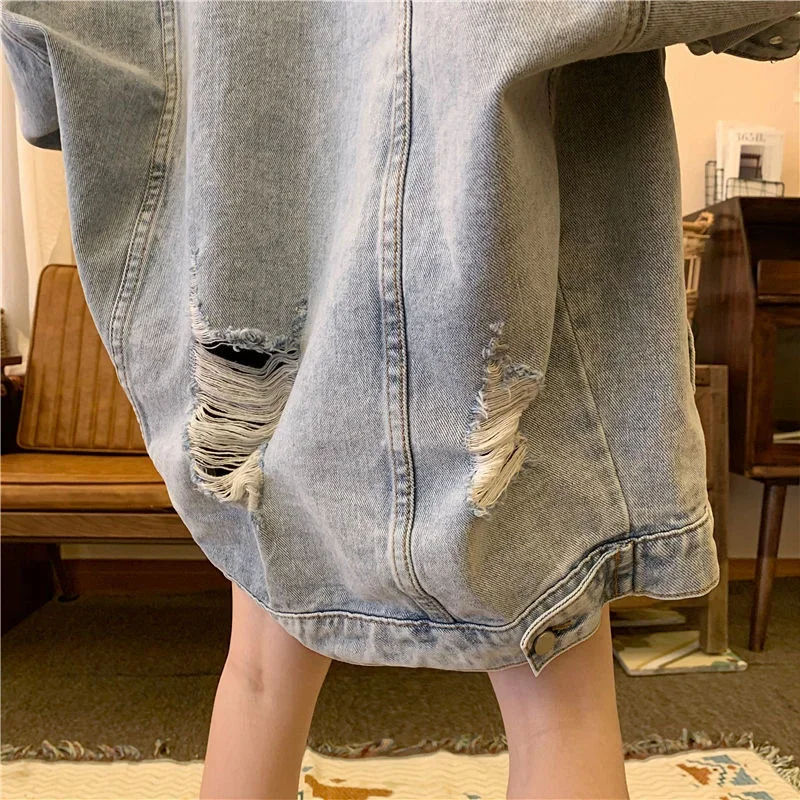 Куртка женская джинсовая оверсайз верхняя одежда из денима в Корейском стиле