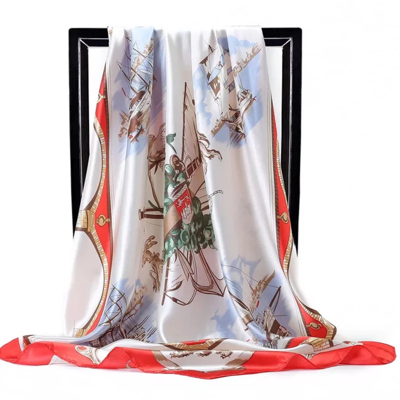 

2022 Four Seasons New Shawls Popular Print Square Bandannas Fashion Beach Sunscreen Silk Scarves Luxury Travel 90X90CM Kerchief