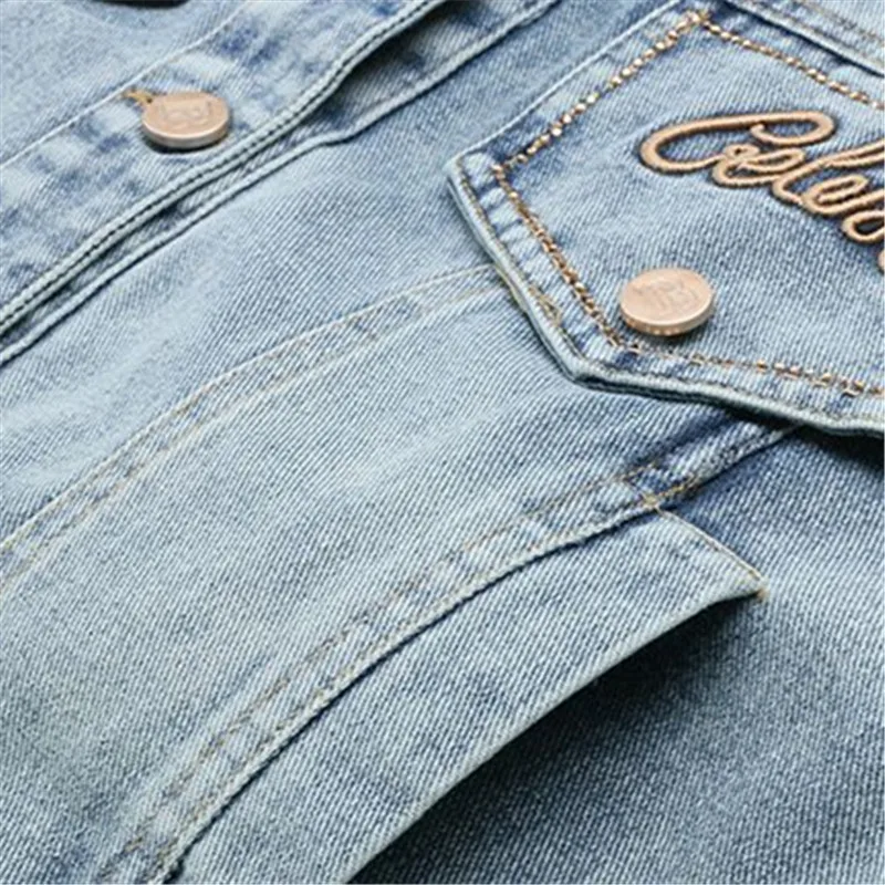 Шикарная джинсовая куртка с вышивкой женская Harajuku повседневная винтажная