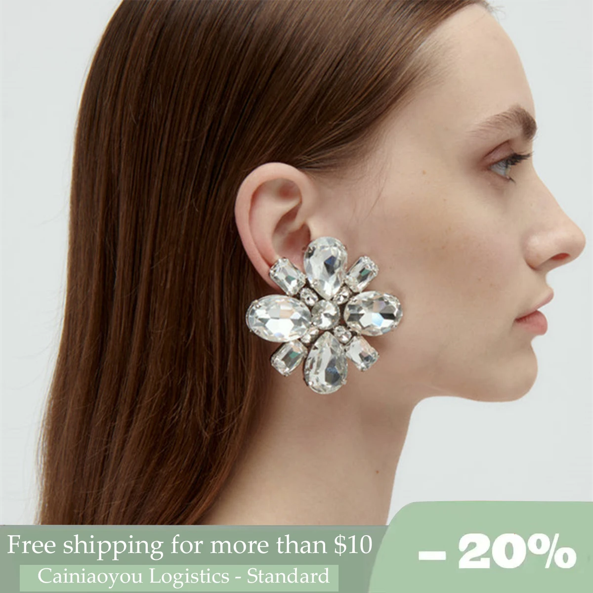 

Women's Rhinestone Floral Earrings, Luxury Jewelry for Party, Dinner and Wedding, Fashion Accessories, New Trend