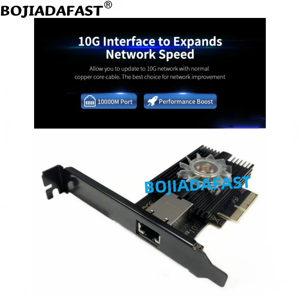 Фото Сетевая карта Ethernet 10000 Мбит/с (10 Гбит/с) с портом RJ45 для PCI-E 4X, серверная, AQC113C, с радиатором и RGB-вентилятором, поддержка WIN10/11, Linux №4