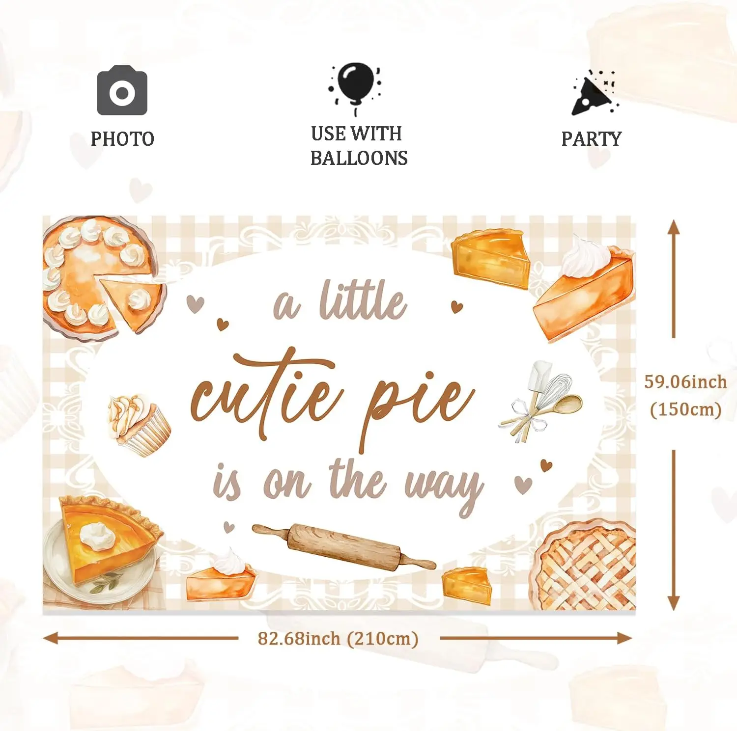 7*5 футов Little Cutie Pie Is on The Way фон цвета хаки для детского душа фотосъемки в дороге