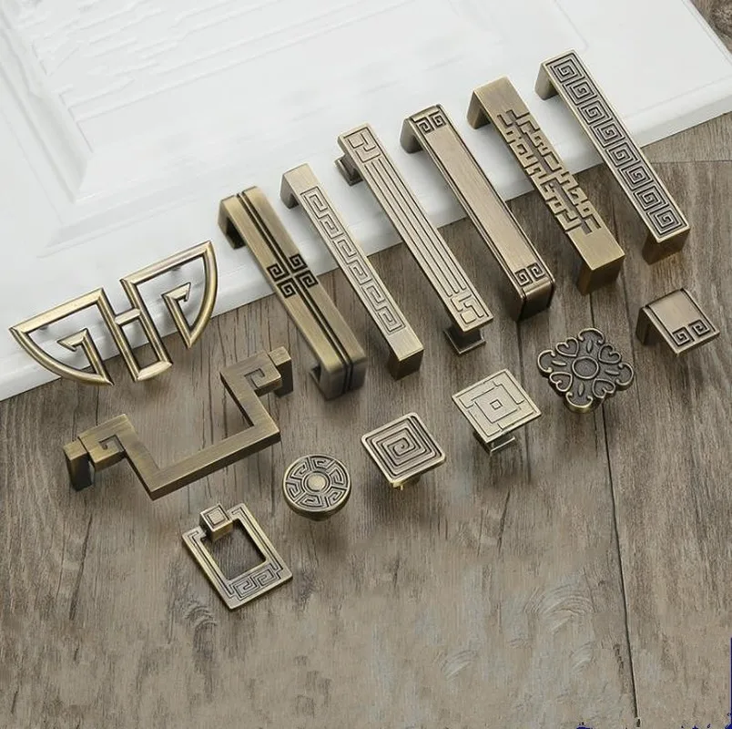 Винтажная латунная фурнитура в китайском стиле под старину, ручка для садового шкафа в Европейском стиле, ручка для шкафа, ручка для двери, фурнитура для выдвижного ящика