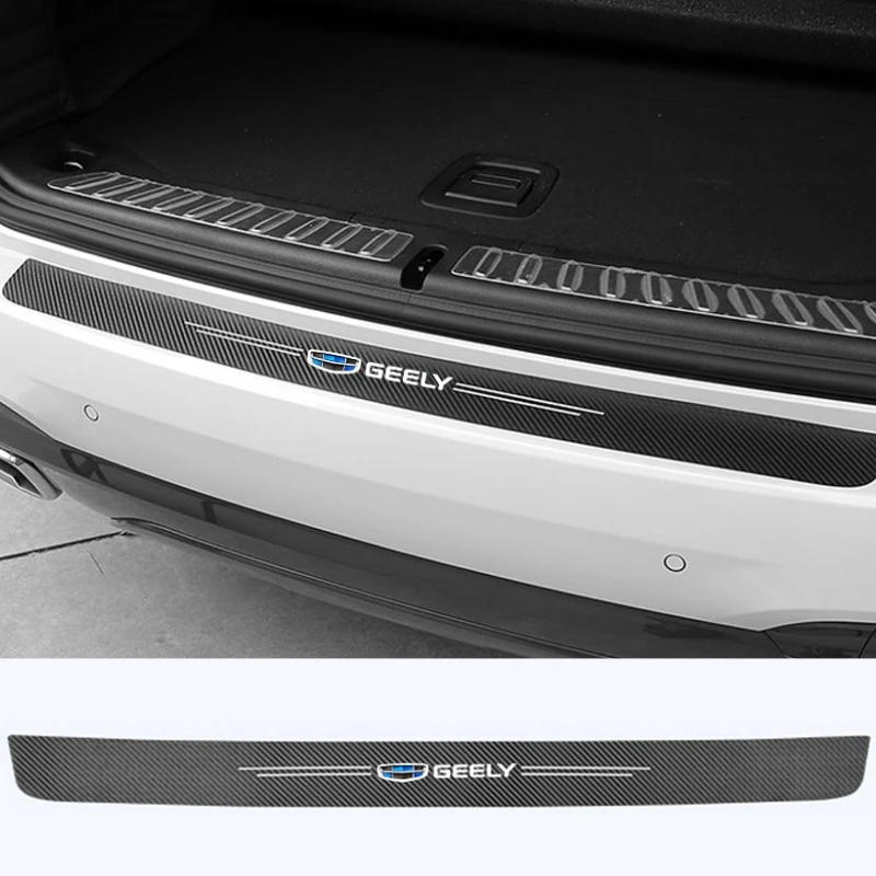 Наклейки на пороги багажника из углеродного волокна, защитная лента против царапин для Geely Atlas GX3 Tugella Coolray Emgrand EC7 Binray EV8