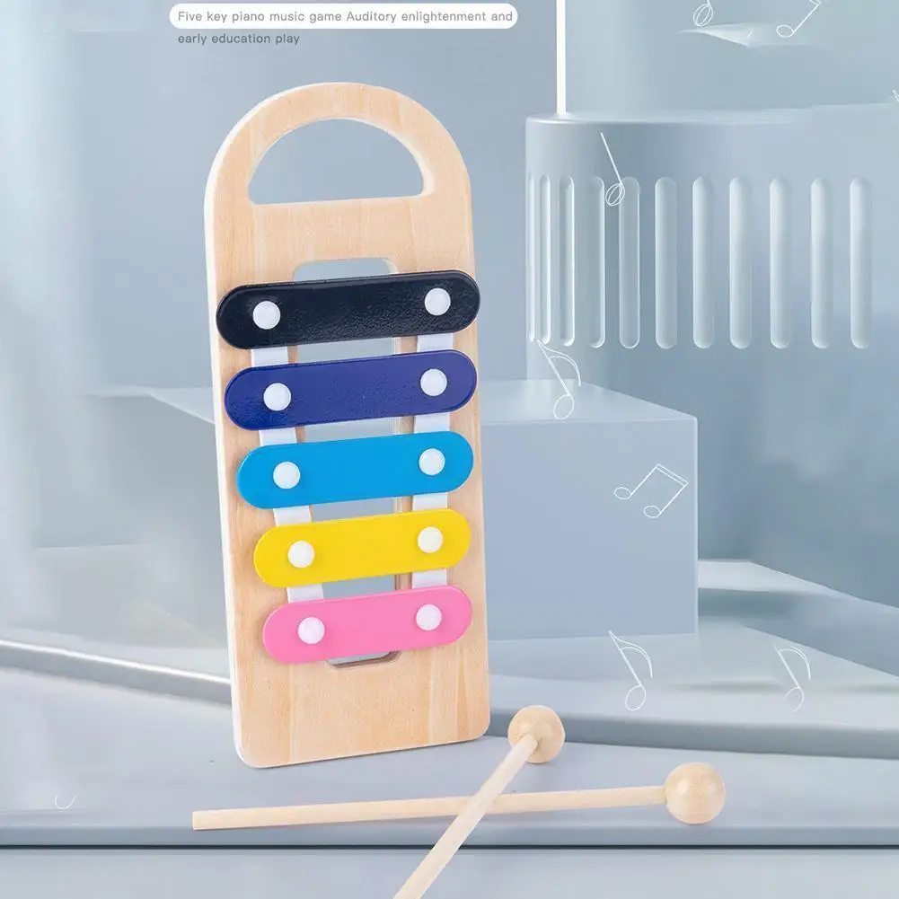 

Wooden Knocking Hammer Rolling Ball Jingle Bell Kids Music Educational Toys For Children Baby Material A4A2