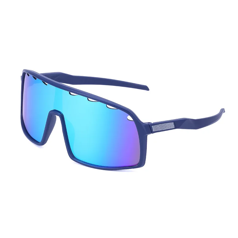 

2023 New Fashion TR90 Flat Top Goggle Sun Glasses Women Blue Frame Mirrored Lens Windproof Polarized Sunglasses man UV400