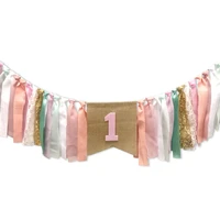 high chair banner sateen linen baby birthday party theme flag room fabric garland cake smash photo decoration