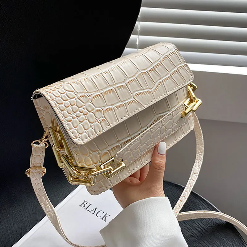 

Маленькие сумочки в простом стиле для женщин, однотонная сумка на плечо, дизайнерский Универсальный саквояж кросс-боди на цепочке