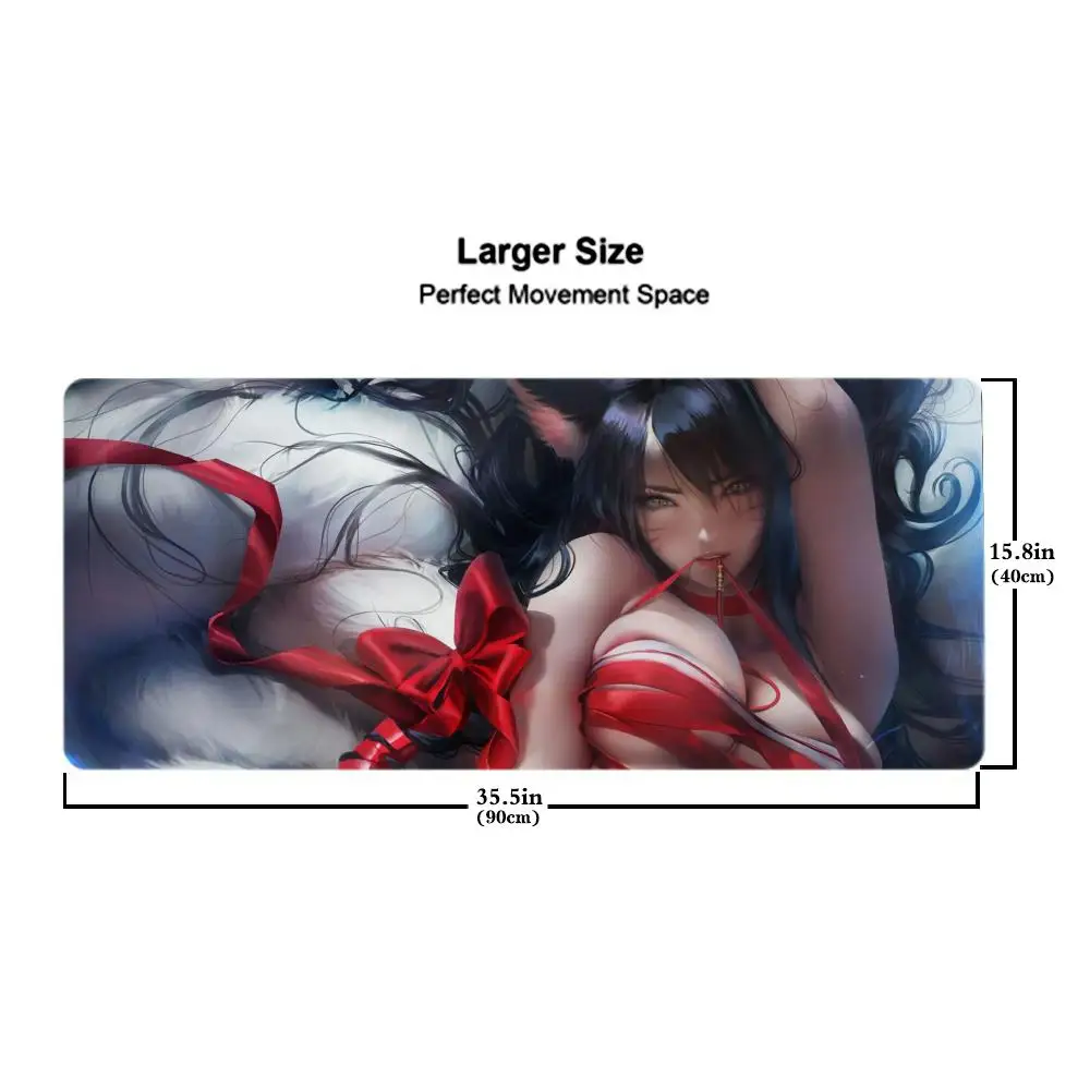 Коврик для мыши League of Legends Ahri большой игровой коврик с закругленными краями 90x40 см
