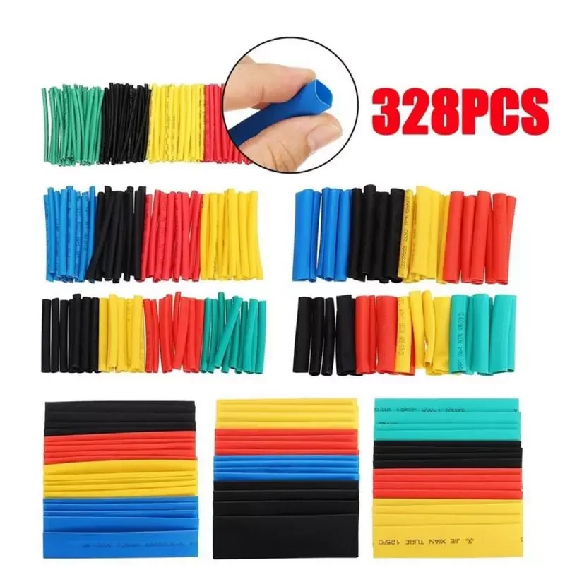 

328PCS Polyolefin Insulation Heat Shrink Tubing Tube Wrap Wire Cable Sleeves Set Hot Sleeve Wrap Wire Assortment Shrinkable Tube