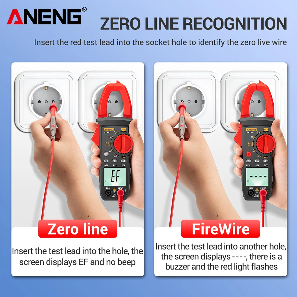 

ANENG ST181 Clamp Multimeter Backlight Voltage Frequency Detector Electrical Tester Portable Multifunctional Meter