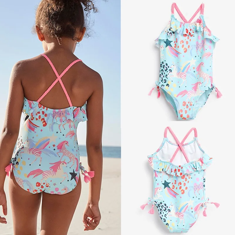 

1-5 Years Girls Cute Swimsuit One-Piece Cupcake Printed Swimming Clothes Bikini Bathing Suit Children Beachwear For Baby Girls