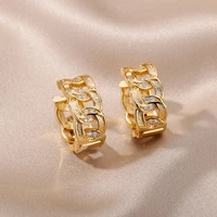 zircon cuban chain hoop earrings for women vintage gold color piercing earrings 2022 trend aesthetic jewelry gifts