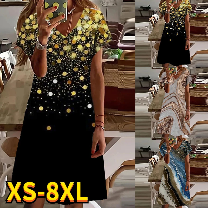 

2022SummerWomen'sAbstract3DPrintedPaintingDressFationalPrintedVNeckLoosenDressNewDesignFemaleDressOversized