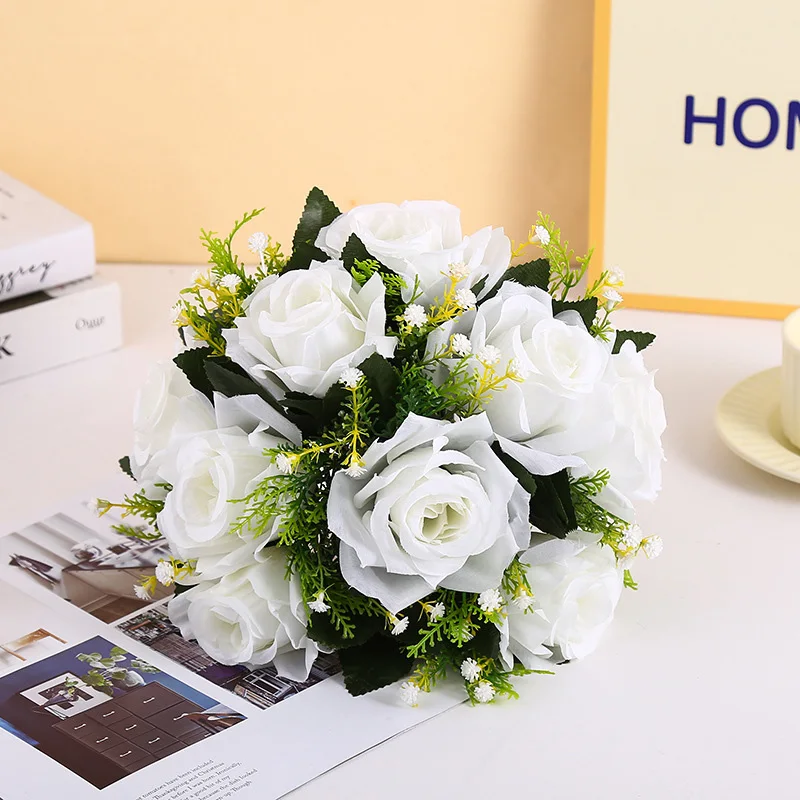 Искусственные цветы пластиковые розы искусственный цветочный букет украшение