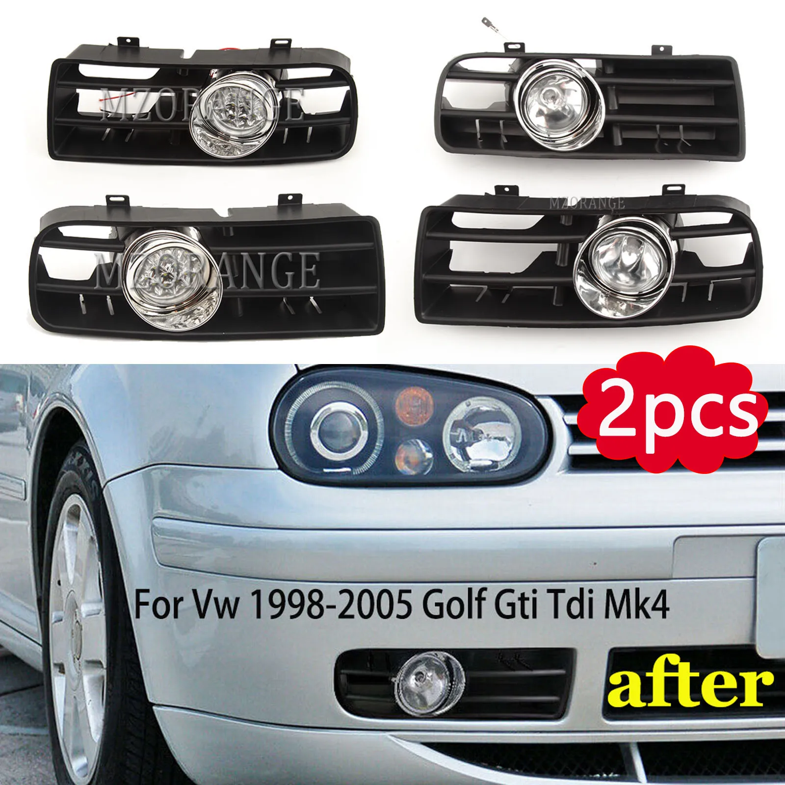 4 Mk4 Gti Tdi 1997 1998-2006 Drl Fog Lamp Cover Racing Grill Lamp Grille Accessories