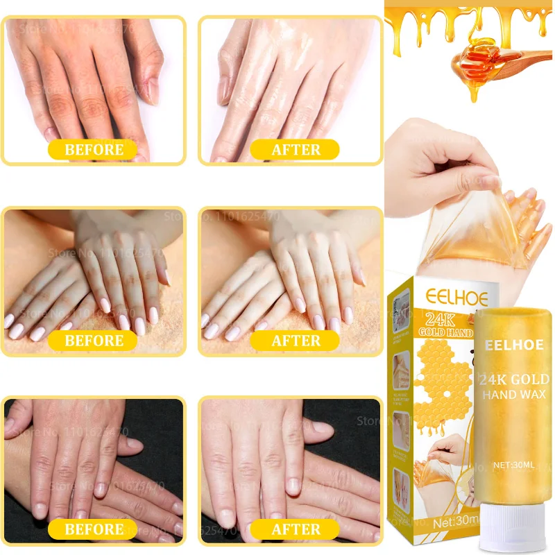 

24K Gold Honey Hand Mask Peel Off Hand Wax Whitening Moisturizing Repair Exfoliating Calluses Film Anti-Aging Hand Skin Cream