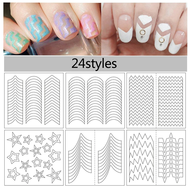 

Nail Sticker French Manicure DIY Nail Art Tips Guides Stickers Stencil Strip Decoration Decals Smile Wave Love -shaped Sticker