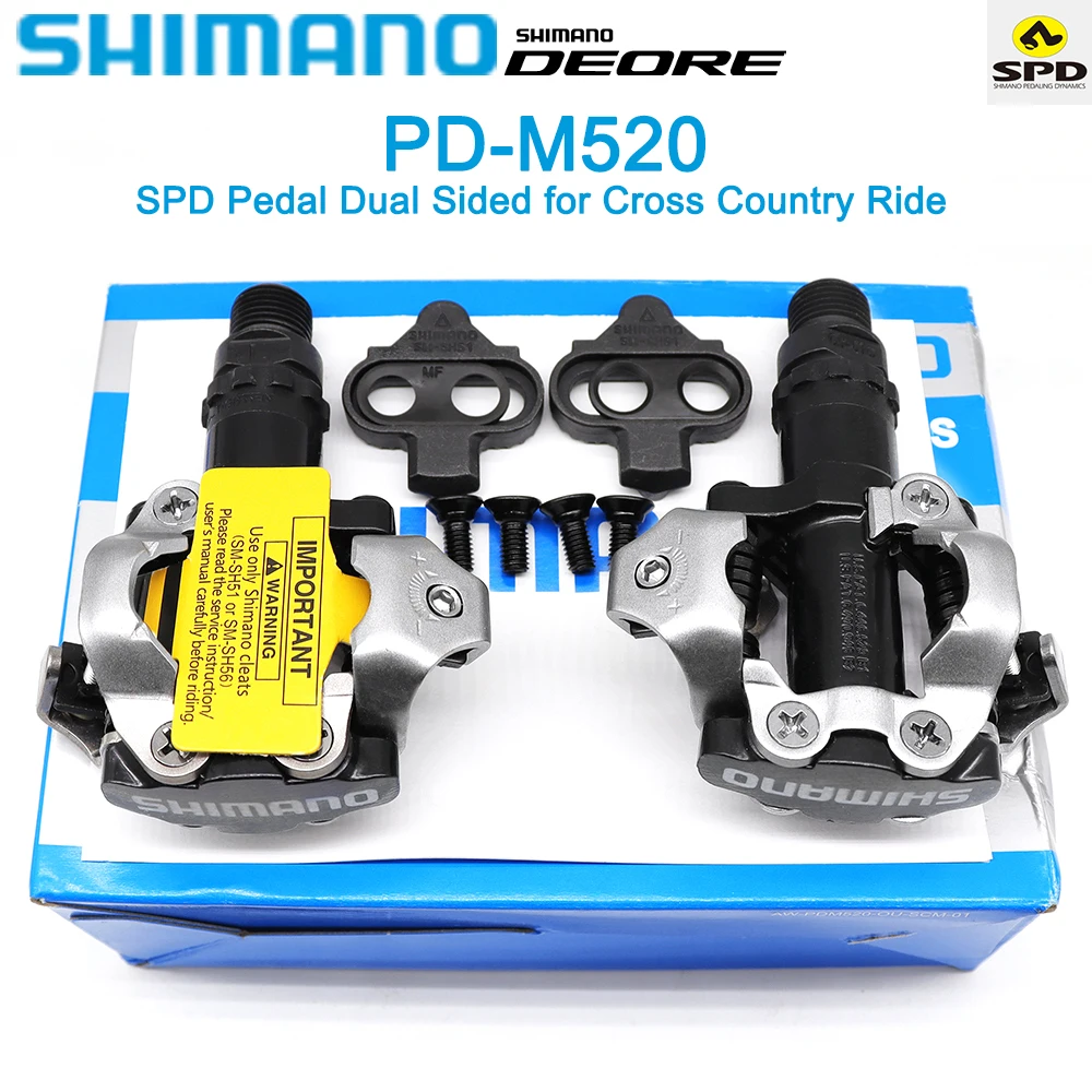 Shimano PD M520 Bike Pedal for Deore SLX XT MTB Bicycle Self-locking SPD Pedals Silvery Mountain Bicycle Bike Original Parts
