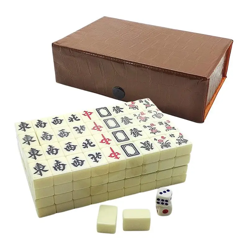 

Набор китайских игр для Маджонга 144, белая Выгравированная мини-плитка для семейной сборки, для игр в китайском стиле, для семейного отдыха