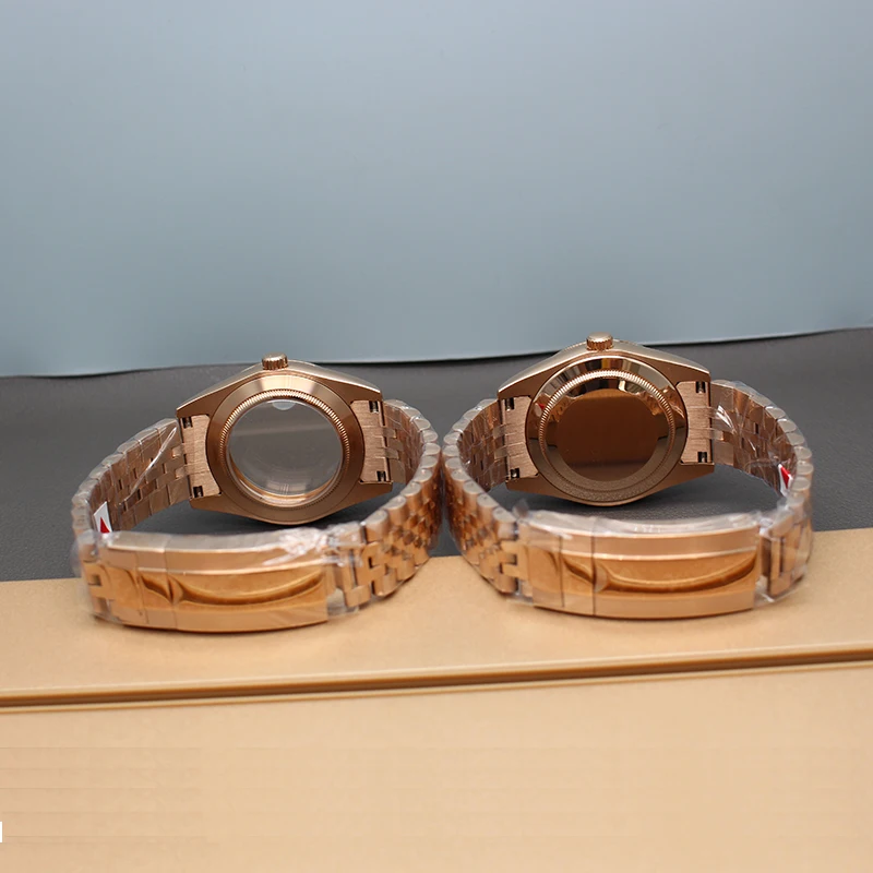 Корпус часов NH35 36 мм 39 розовое золото юбилейный браслет сапфировое стекло для Seiko