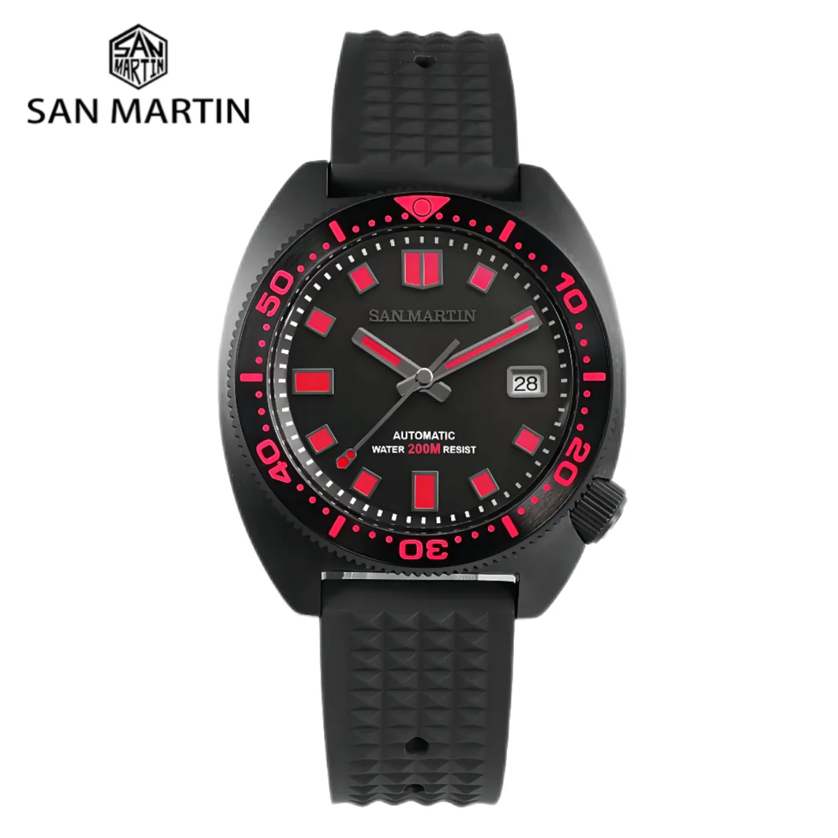 

Часы San Martin 6105 Мужские механические, супер цветные Светящиеся в темноте часы-Аквамарин, NH35, спортивные, 20 бар, SN0068