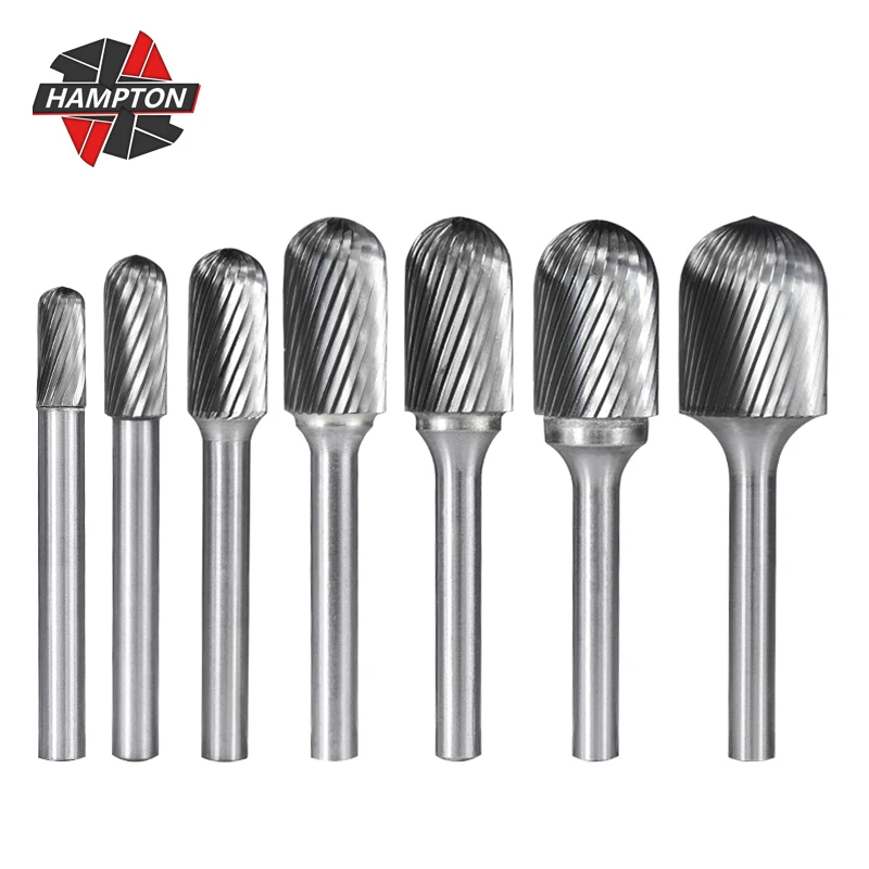 

HAMPTON Single Cut Rotary Burrs L Type Tungsten Carbide Burr Bit for Metal Woodworking Carving Tool 6mm Shank Rotary Burrs