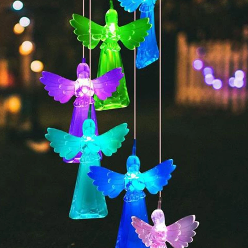 

Solar Angel Wind Chime Light Elegant Wall Hanging Decor Ornament Outdoor Garden Aesthetic Room Decor Feng Shui Decoration