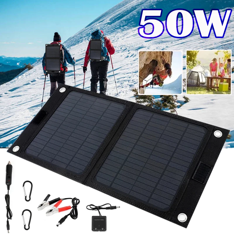 Купи NEW Folding Solar Panel 12V Waterproof Portable Backup Power Outdoor Battery Charger for Mobile Phone Camp Hiking RV Car Cells за 2,031 рублей в магазине AliExpress