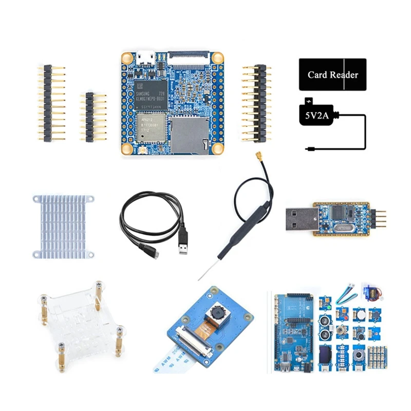 

Плата разработки для Nanopi NEO Air + плата расширения + комплект датчиков 512 МБ + 8 Гб EMMC Wifi + BT Run Ubuntucore Комплект запчастей вилка стандарта США