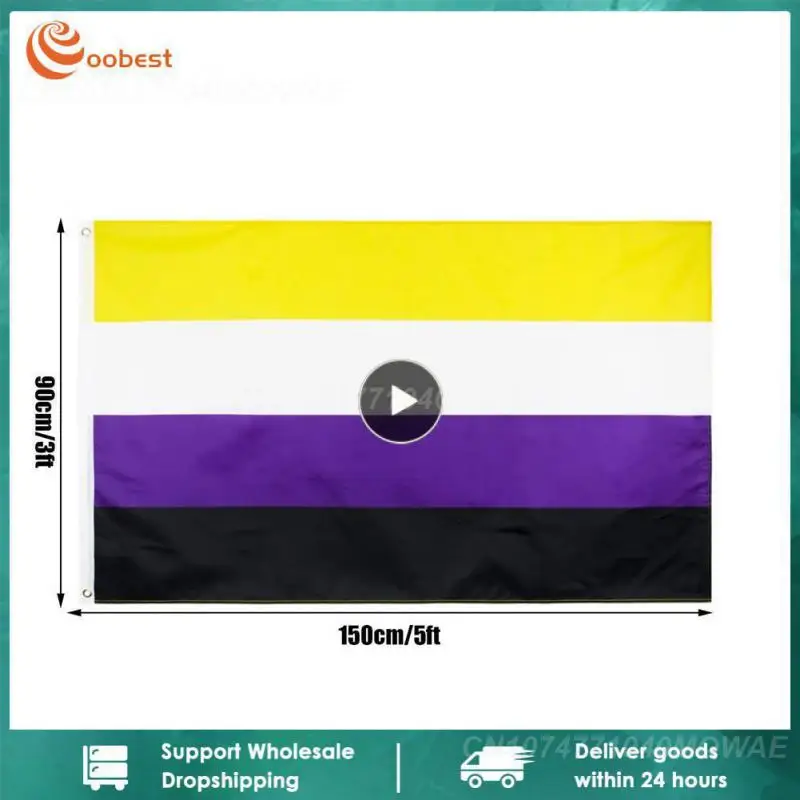 Баннер из полиэстера Genderqueer, Радужный Флаг, недвоичный Радужный Флаг Nb Pride, устойчивый к выцветанию, радужный флаг 90x150 см для декора