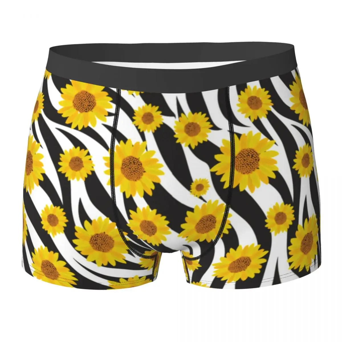 

Sunflower On Zebra Pattern Underwear Floral Animal Print Men's Panties Print Comfortable Boxer Shorts Hot Boxer Brief Big Size