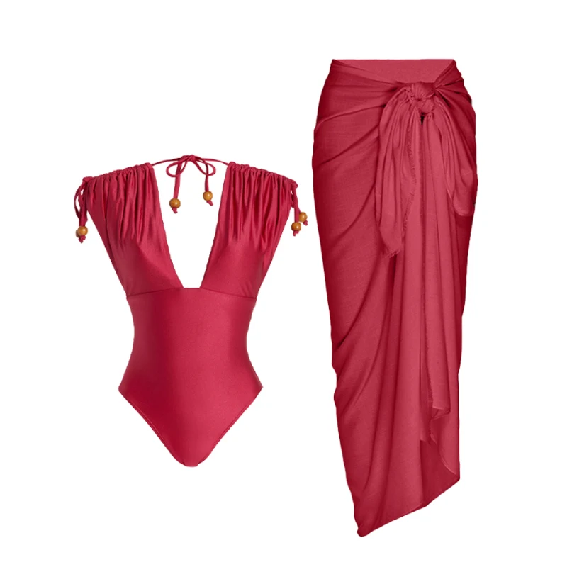 

One Piece Swimsuits Women's Backless Swimwear Sexy Women Rose Red Slimming Bodysuits Beach Bathing Suit 2023 Female Monokini