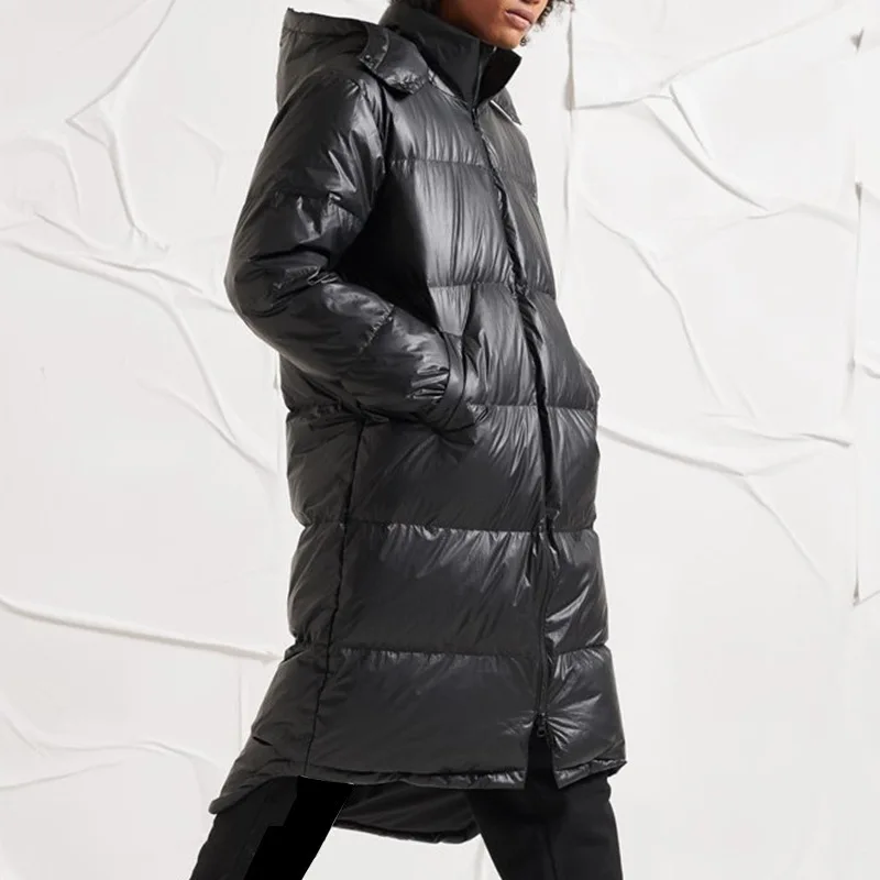 New men's clothing Long loose autumn and winter thickened padded coat Fashionable all-match hooded plus size padded coat parka