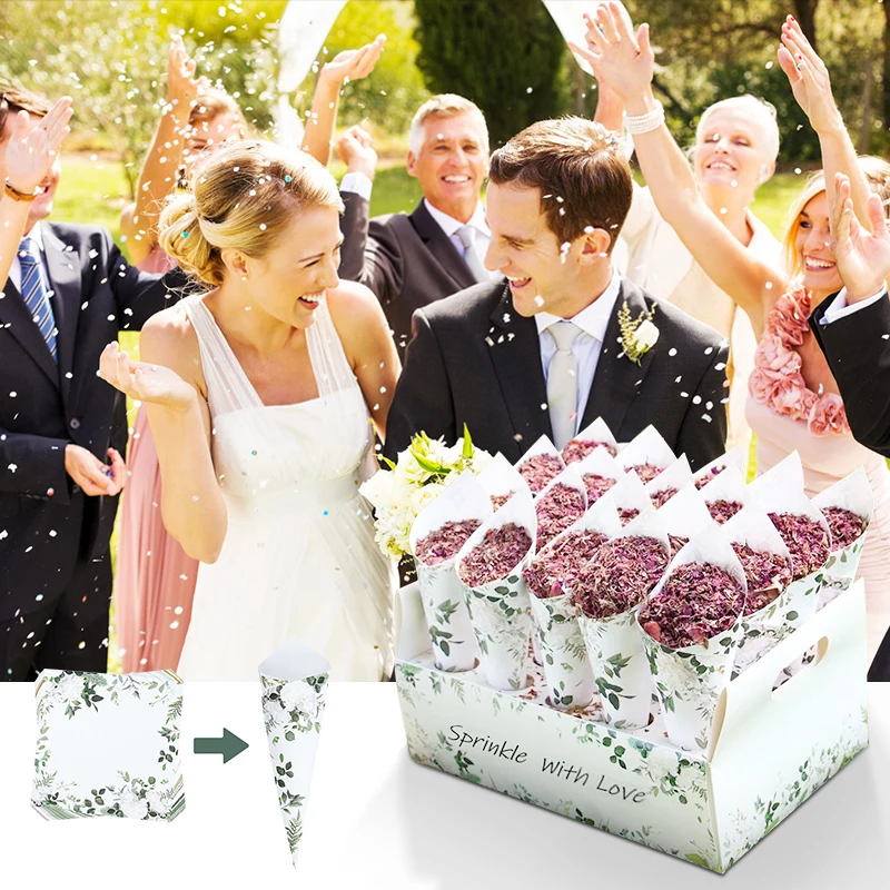 

Свадебные искусственные лепестки роз, сушеные цветы, искусственные конфетти, поднос, свадебные бумажные конусы для детской свадьбы