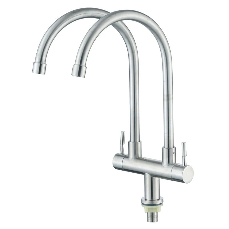 

Kitchen Faucet Single Cold Water Double Outlet Faucet Sink Dishwash Launder Sink Stainless Steel Faucet