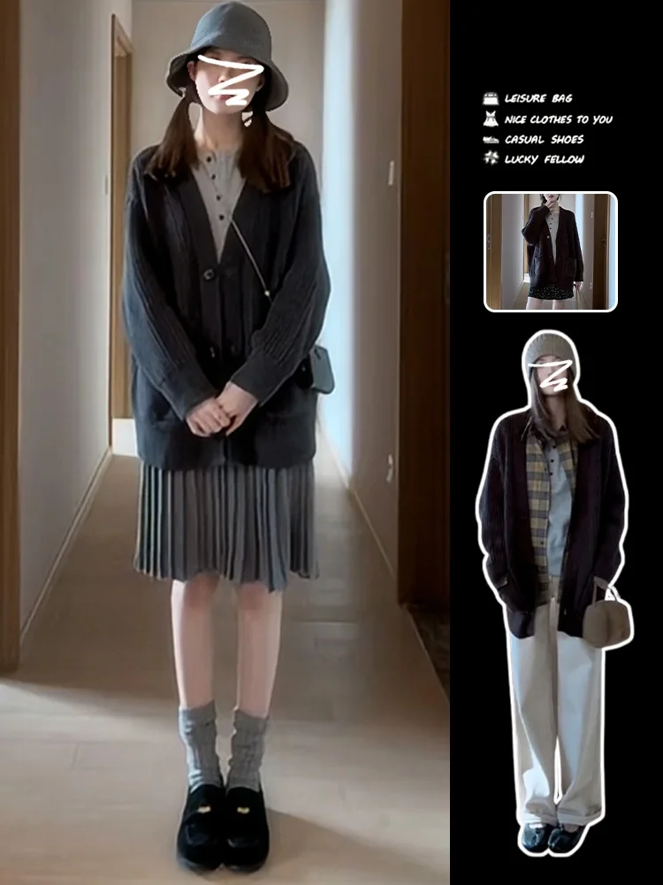 Корейская серия свитер верхняя одежда женская осень и зима 2024 новый вязаный