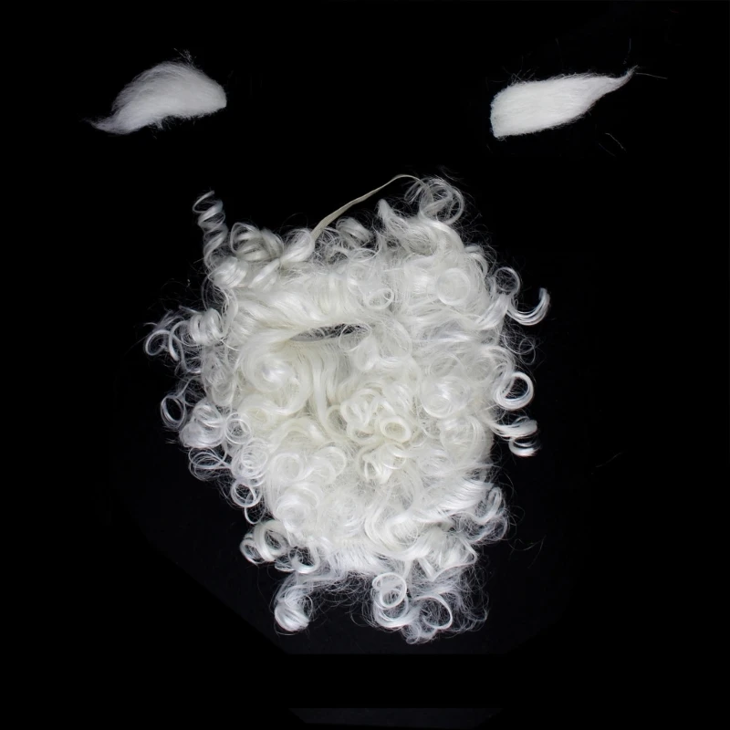 95AB 3 шт. Набор парика и бороды Санты комплект костюмов с бровями вьющиеся парики