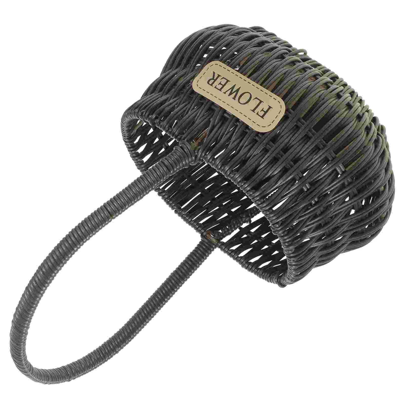 

Ornaments Wedding Flower Holder Decorative Basket Handheld Woven Hamper Gift Plastic