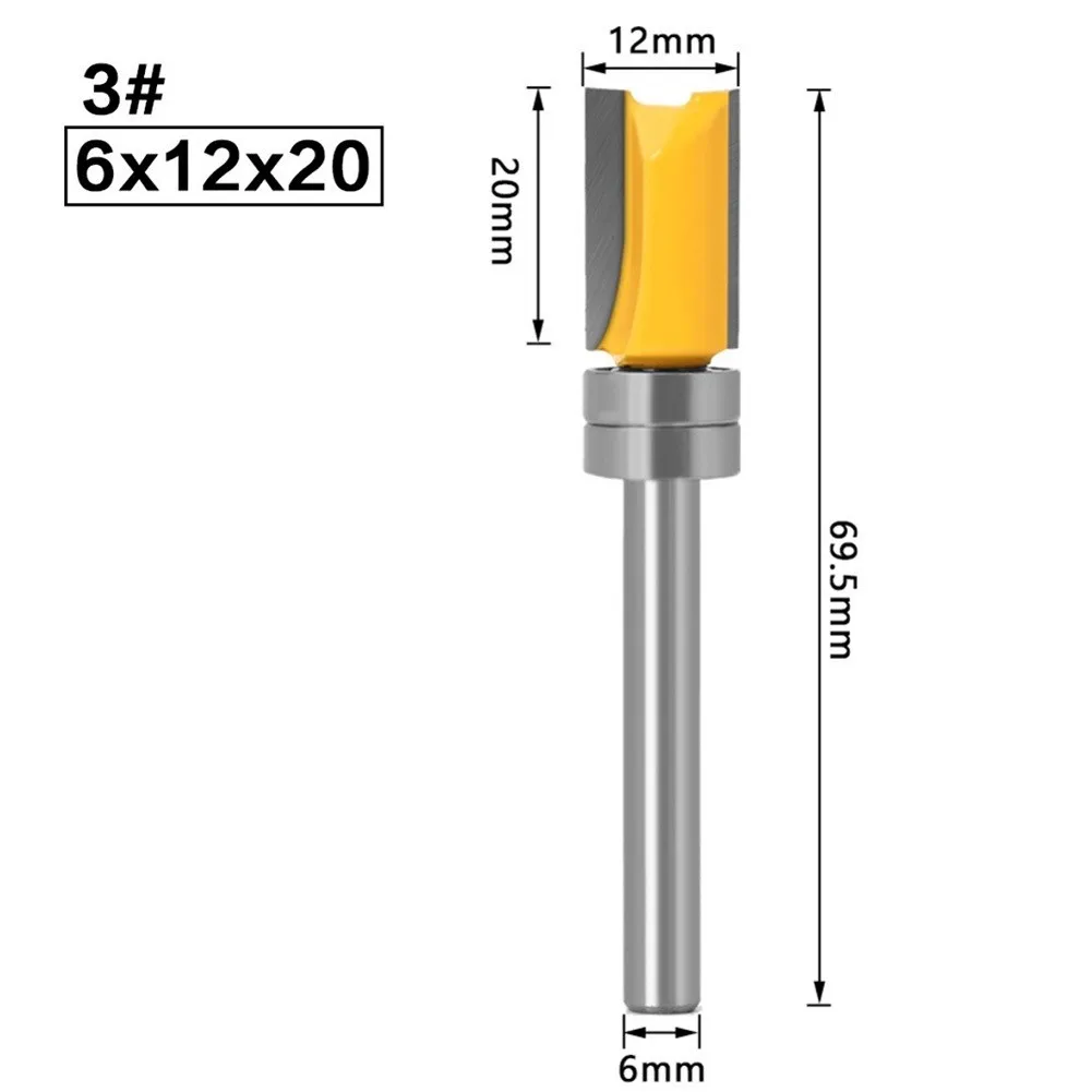 

Workshop Router Bit 6mm Shank Bearing Carbide Tipped Cutter Micro-grain