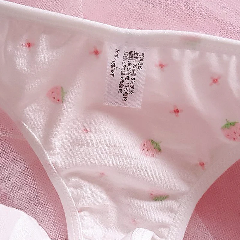 3pcs/lot Funny Ladies Underwear Woman Panties String Femme Sexy Cotton Briefs Cute Strawberry Lingerie Kawaii Thong Loli Panty